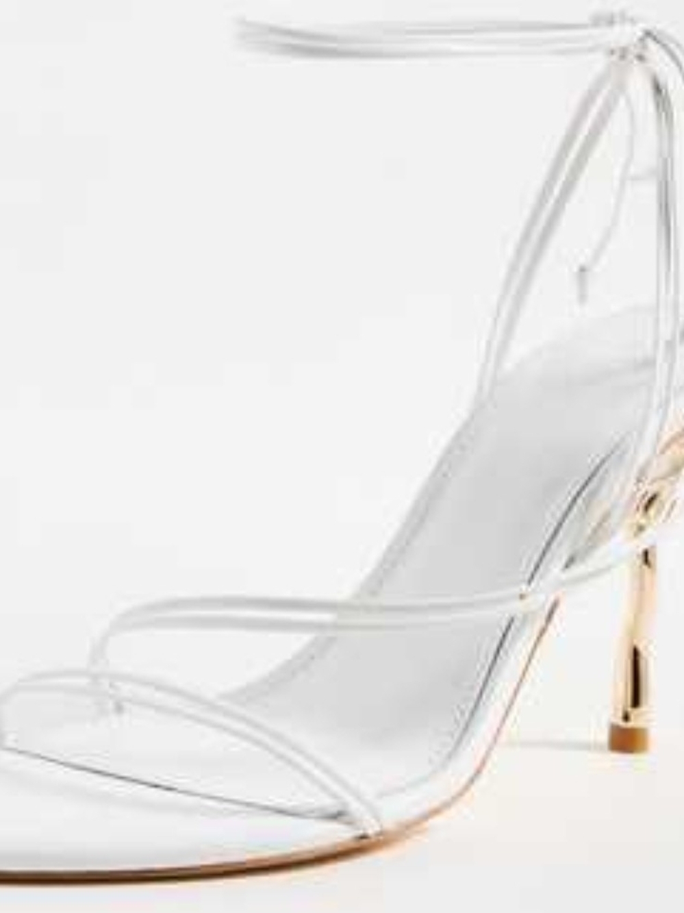 Aje "Quinn" White Lambskin And Gold Ribbon Strappy Heels, NIB, Sz 37 - Picture 5 of 8